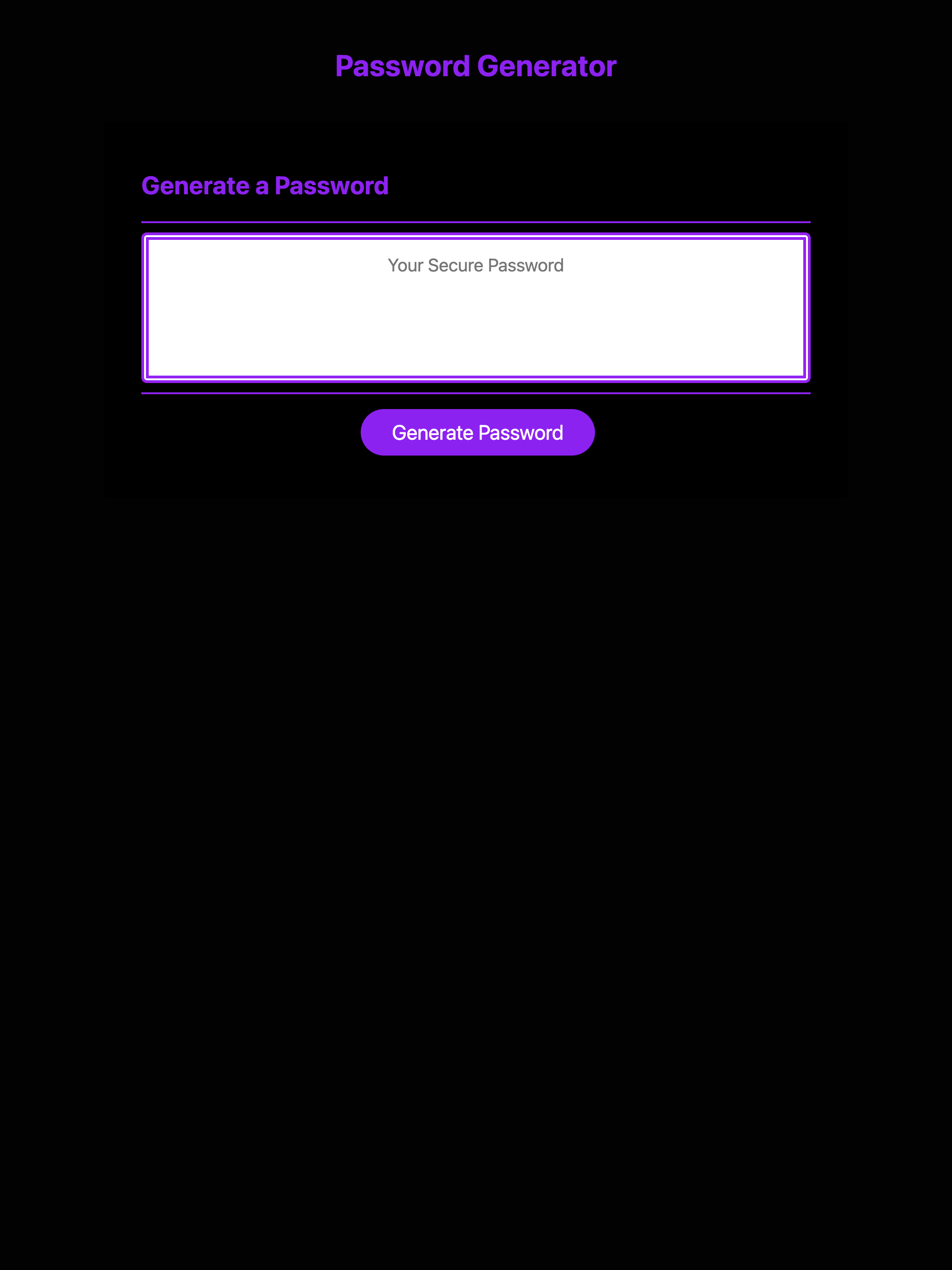 Screenshot of Password Generator